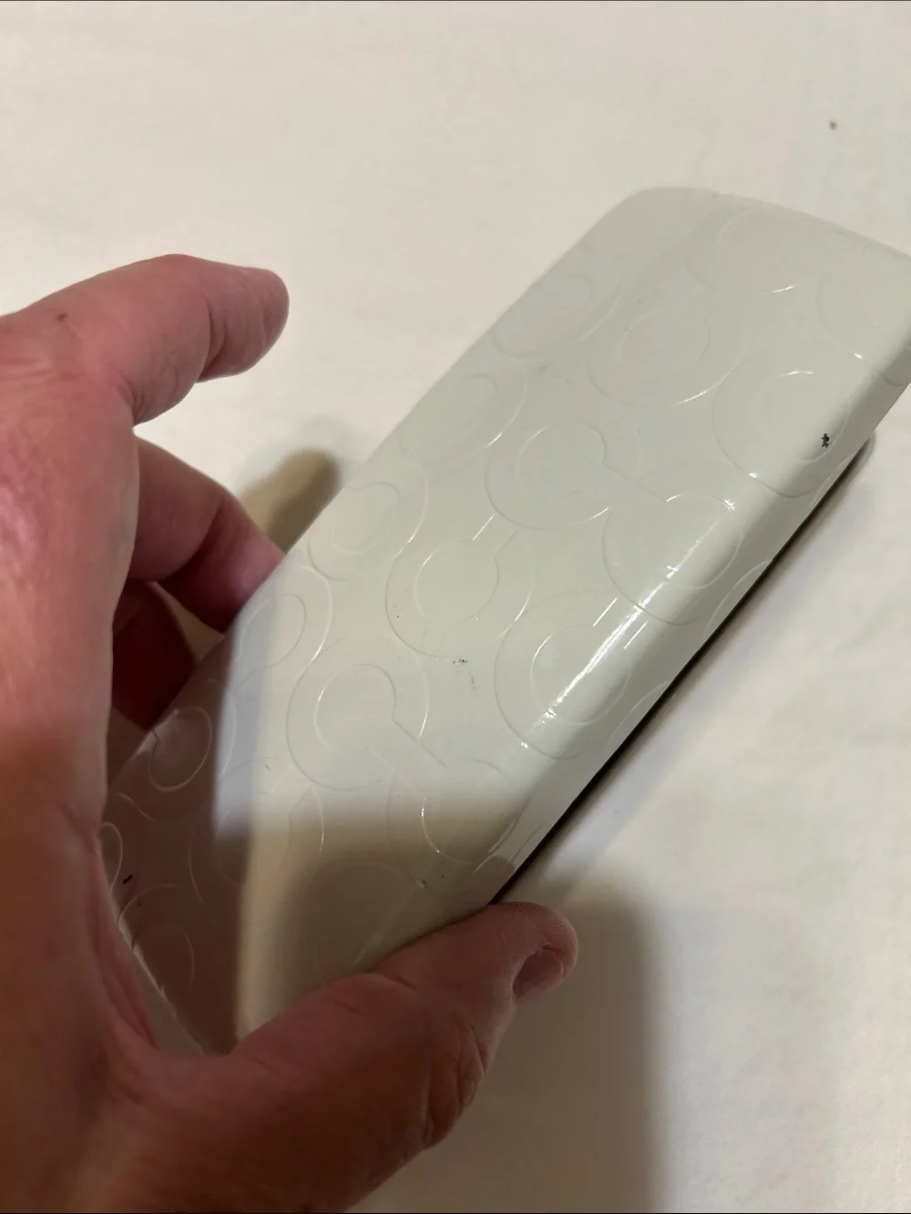 Coach White Embossed Circle Sunglasses Case